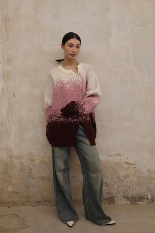 ANSUABEL 时尚个性渐变针织上衣 19510 商品图1