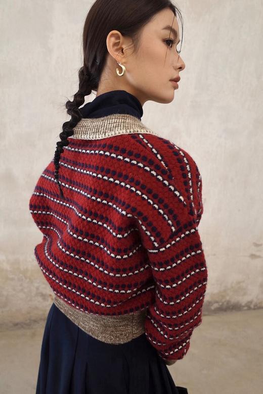 ANSUABEL 时髦洋气条纹针织上衣 19491 商品图6