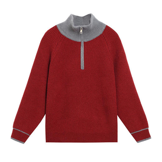 CC-17-6763高领毛衣女款2024新款秋冬拼色洋气拉链小个子针织上衣内搭打底衫 商品图4