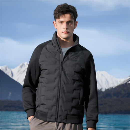 罗蒙秋冬保暖舒适鸭绒男士羽绒服时尚拼接连帽羽绒服男立领百搭男士外套 商品图1