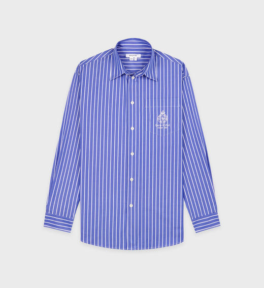 Sporty & Rich - Crown Oversized Shirt - Blue/White Stripe - 女装 - 衬衫 - 蓝色/白色条纹 商品图0