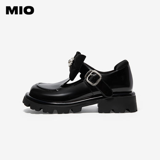 MIO米奥春季新品蝴蝶结闪钻玛丽珍鞋圆头厚底粗跟黑色单鞋女M251532652 商品图1