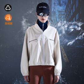 🔥加绒保暖运动夹克女秋冬新款户外防泼水防风宽松齐臀外套31105