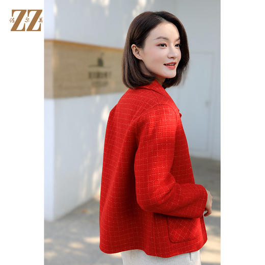佐尔美冬季新款 气质短款小香风羊毛双面呢大衣外套女E34SM20 商品图4