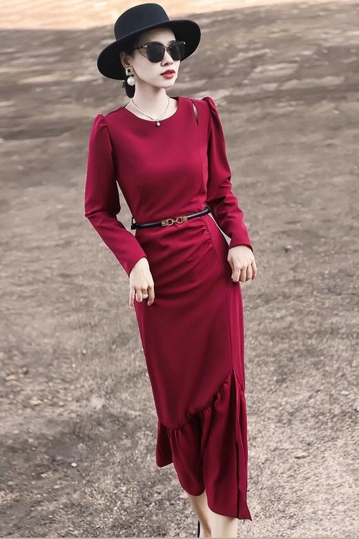 ELLA JADE 红色高端大气收腰连衣裙 19533 商品图1