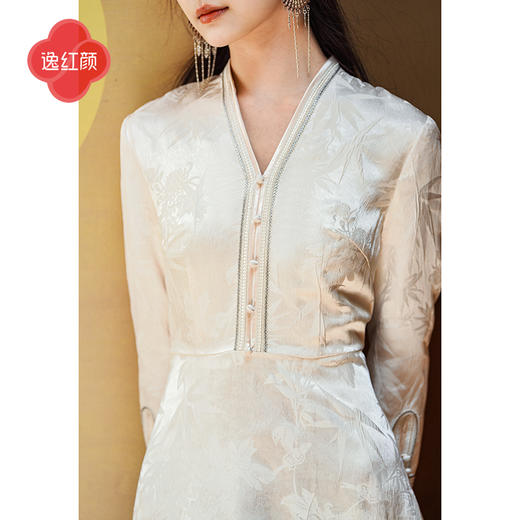 上海逸红颜兰莹2025早秋高级感新中式轻国风气质连衣裙长袖礼服裙 商品图1