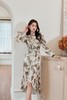 Le Malene 精致优雅丝绒印花飘带连衣裙 19516 商品缩略图1