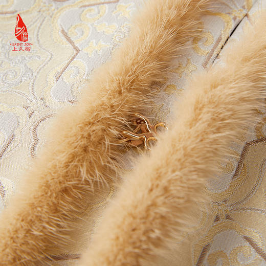 SAINTJOY/上久楷 女式宋锦貂绒丝棉马甲 中式上衣 中国风 复古 如意葫芦龟背龙纹 CY1044207002 商品图8