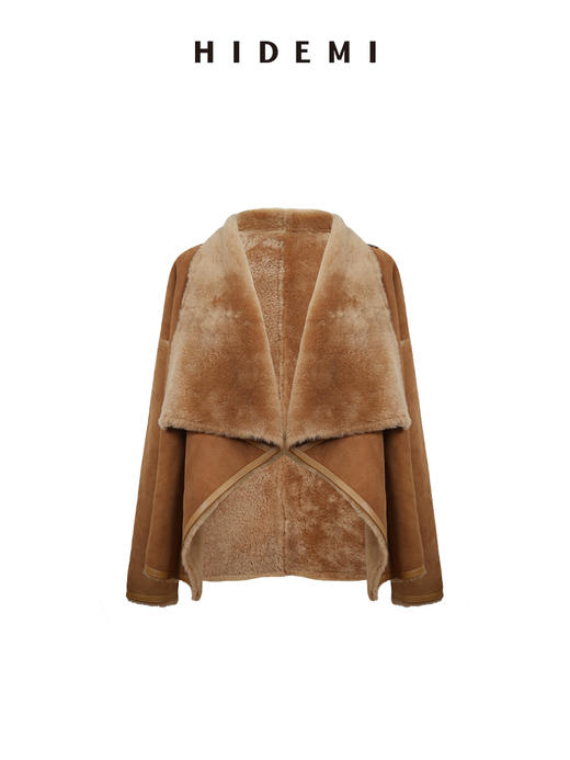 HIDEMI 西班牙进口皮毛一体正反双面穿多穿式设计感堆叠领皮草大衣外套 商品图7