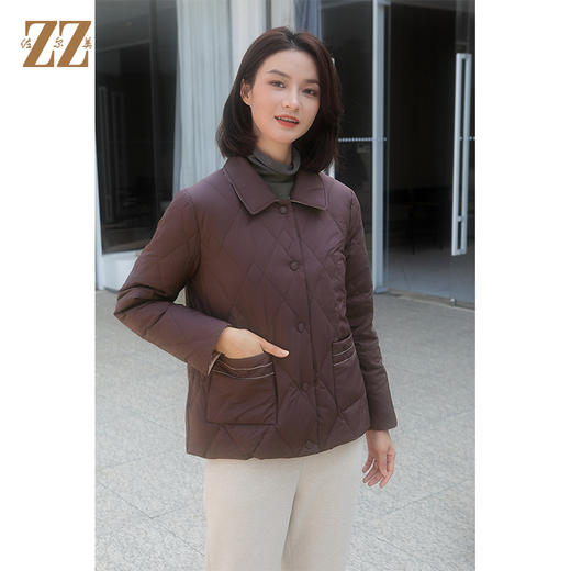 佐尔美冬季新款 短款减龄高级感菱形格90绒羽绒服女E34YY25 商品图2