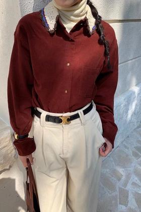 LNNNS 红色复古灯芯绒上衣 19560