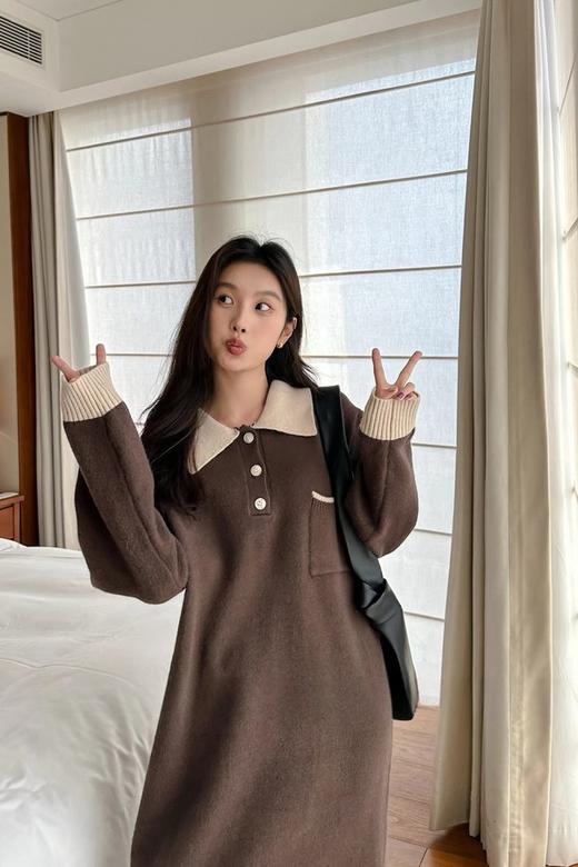 LNNNS 宽松韩版polo领针织连衣裙 19551 商品图4