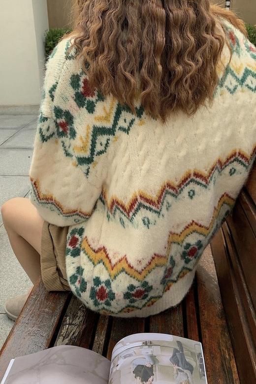 LNNNS 米色几何图案针织上衣 15244 商品图4