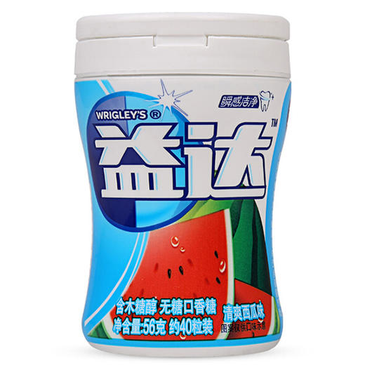 益达含木糖醇无糖口香糖清爽西瓜味约40粒装56g*6瓶 商品图1