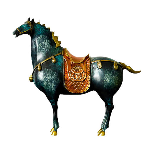 招财铜马摆件创意纯铜唐马家居客厅办公室开业礼品装饰品纯铜热着色 唐马 32*11*30 书房 办公室 居家摆件 玄关 商品图0