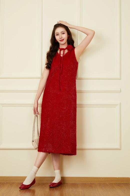 SIA SAYLOR 节日时髦款红色金丝连衣裙 19526【不含飘带】 商品图2
