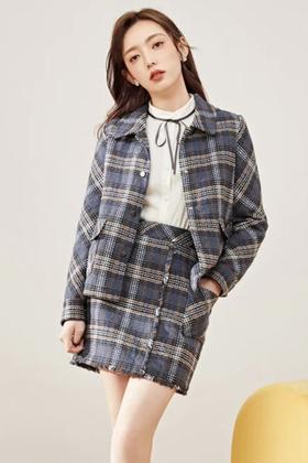 Rosel 格纹时髦外套半裙小香风套装 15157