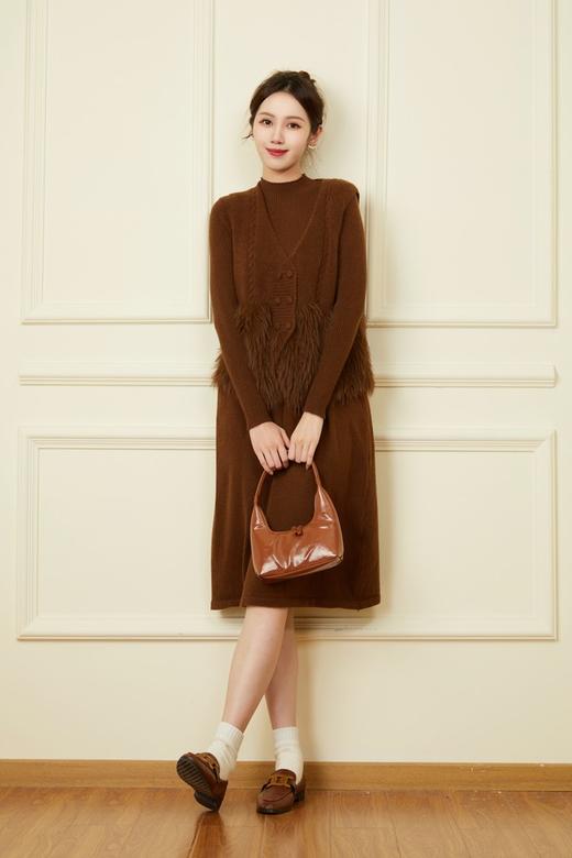 ELLA JADE 气质毛绒马甲连衣裙针织套装 19511 商品图2