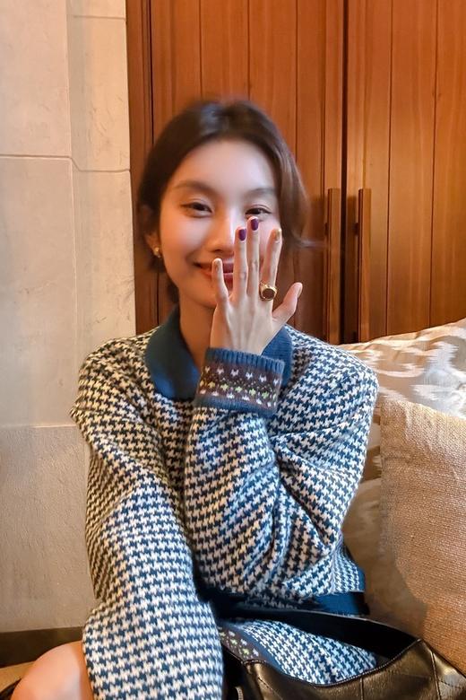 LNNNS 撞色翻领千鸟格开衫半裙针织套装 19528 商品图2