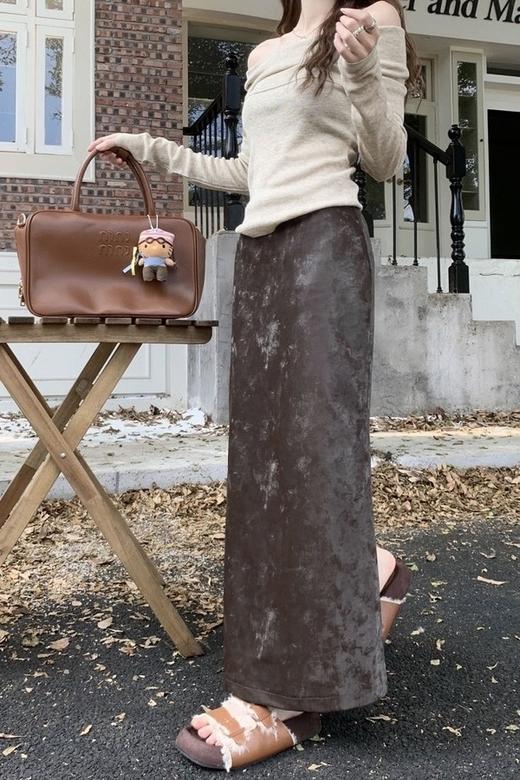 ANSUABEL 美拉德高级感加绒包臀皮半裙 19570 商品图3