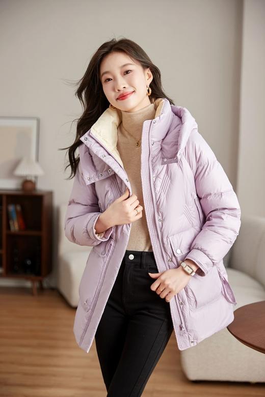 Le Malene 紫色连帽白鸭绒外套 19483 商品图2