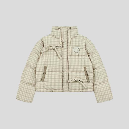 GOODBAI athletic学院logo贴布绣蝴蝶结高领两穿羽绒服外套 商品图3