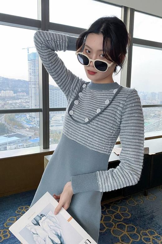 amadella 条纹拼接花边针织连衣裙 15233 商品图2