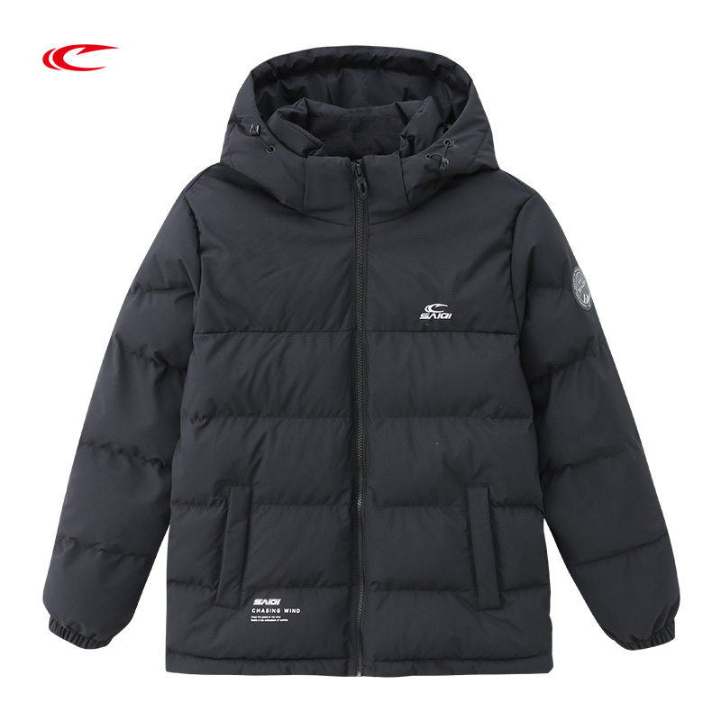 【拼接品牌logo保暖】赛琪简约女士保暖厚棉衣244758