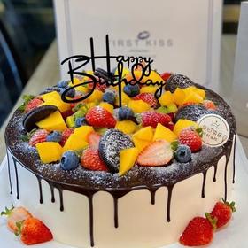 [巧克力淋面创意水果蛋糕086]