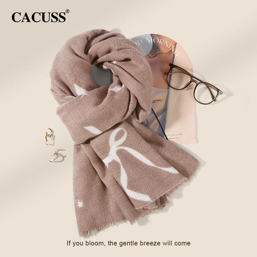 CACUSS冬季蝴蝶结灵动围巾 柔软亲肤细腻保暖 户外时尚披肩围脖 商品图3