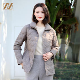 佐尔美冬季新款 短款减龄格子高级感羽绒服女E34YY08