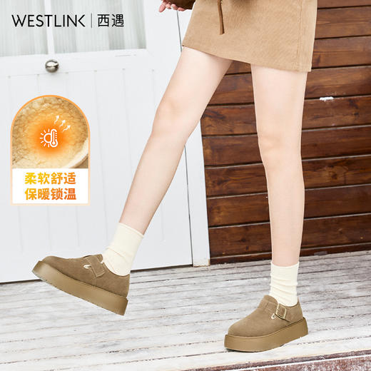 西遇勃肯鞋厚底加绒女新款冬季全包毛毛博肯鞋外穿保暖棉鞋子D4147832 商品图2