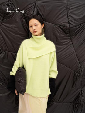 超轻高领插片针织衫