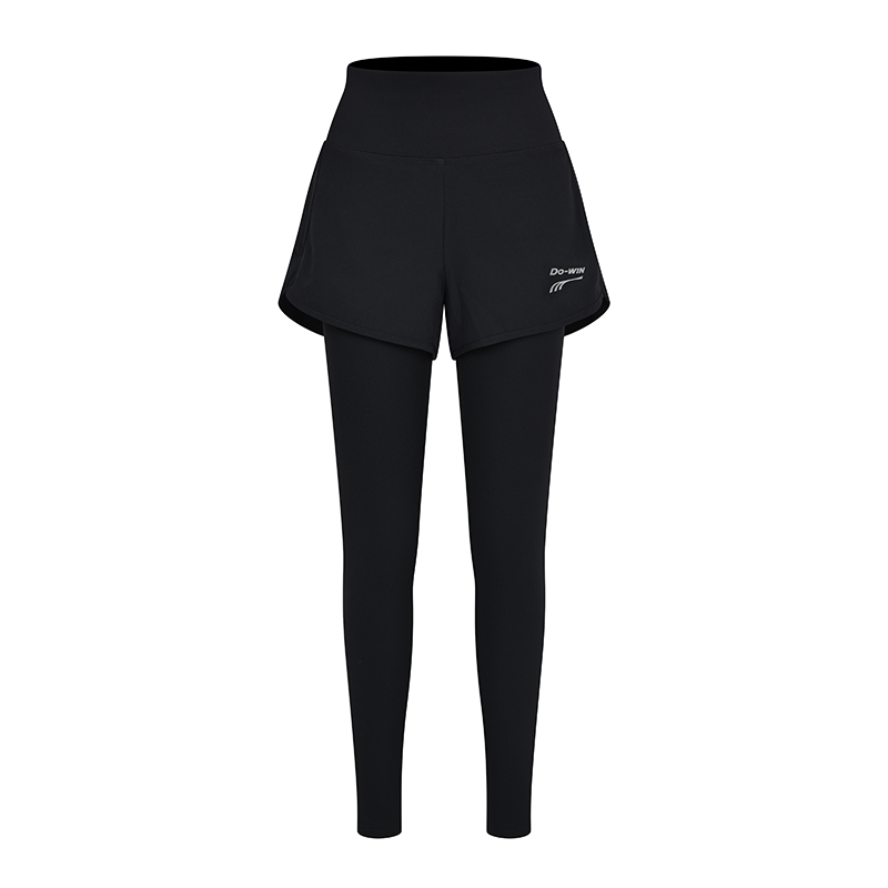 多威弹力压缩裤子女吸湿快干透气假两件九分裤3542454