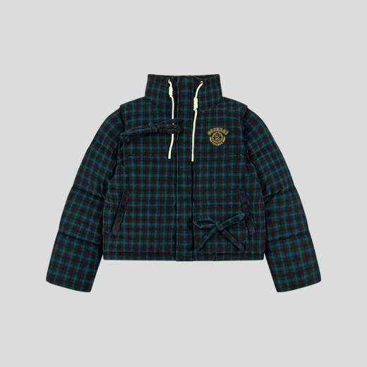 GOODBAI athletic学院logo贴布绣蝴蝶结高领两穿羽绒服外套 商品图4