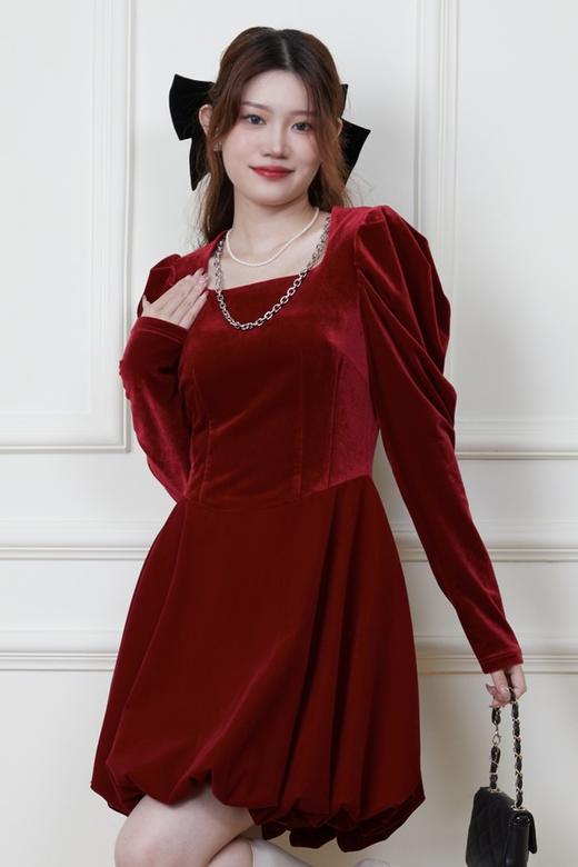 SIA SAYLOR 甜美可爱红色礼服款灯笼连衣裙 19523 商品图0