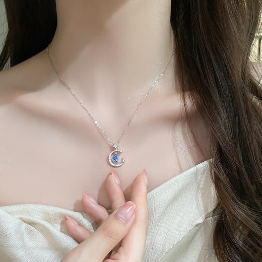 【星月水滴】S925银月亮项链【JHY-N001344B】 商品图3
