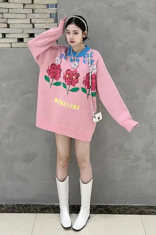 Stay2Weeks 粉蓝拼色花朵图案针织上衣 15074 商品图4