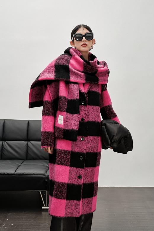 Kai & Kiera 率性时髦款格纹羊毛围巾 17591 商品图1