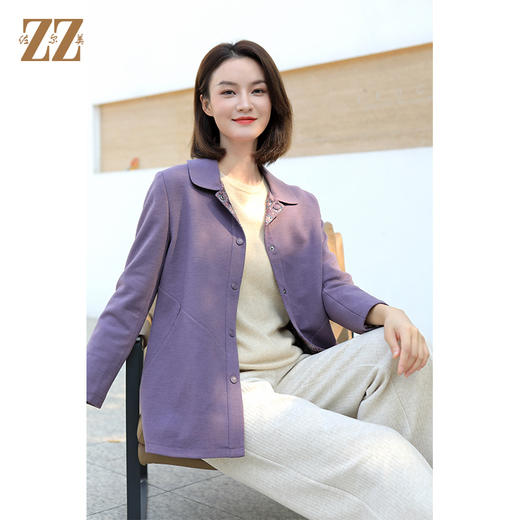 佐尔美冬季新款 气质双面穿蜂窝格100%绵羊毛呢大衣外套女E34ZD27 商品图2