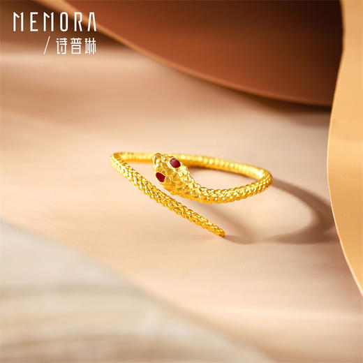 足金灵蛇戒指 灵蛇献瑞系列黄金生肖蛇活口戒指女士礼物【按克计价黄金2】MEMORA诗普琳GRE05701 商品图6