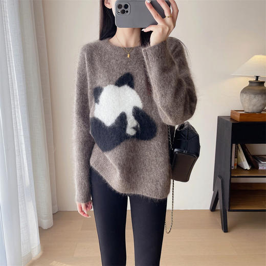 可爱团宠慵懒风毛衣！软糯拉毛羊绒马海毛提花熊猫针织毛衣24冬款！ 商品图6