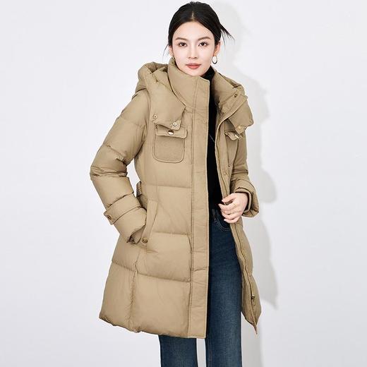 【高货wl】全新升级【铂金会员735/天猫999/差价264】(03208)洛诗琳新款保暖加厚连帽羽绒服高级感白鸭绒中长款外套 商品图3