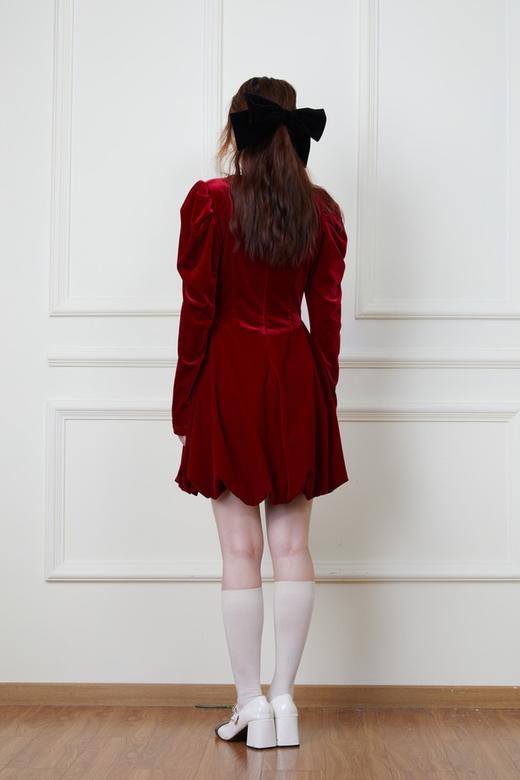 SIA SAYLOR 甜美可爱红色礼服款灯笼连衣裙 19523 商品图4