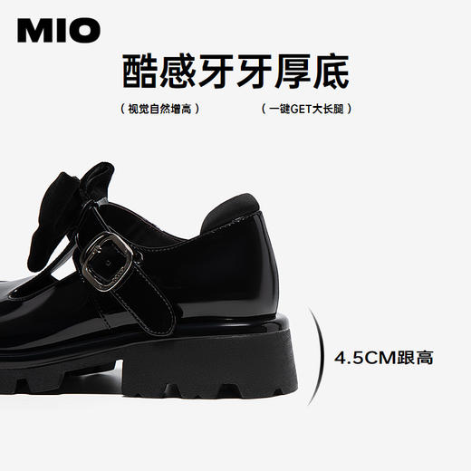 MIO米奥春季新品蝴蝶结闪钻玛丽珍鞋圆头厚底粗跟黑色单鞋女M251532652 商品图4