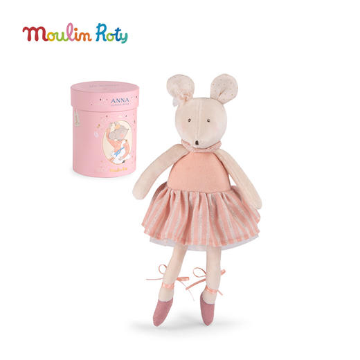 Moulin Roty 粉色老鼠妮娜玩偶礼盒装 法式玩偶 适合年龄0岁+ 小小舞蹈学院系列 667032 商品图0