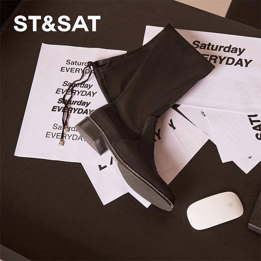 星期六钻条沿边显瘦高筒过膝长靴SSC4117343 商品图6