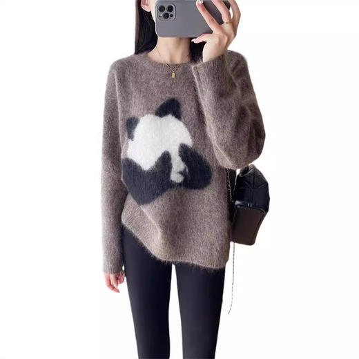 可爱团宠慵懒风毛衣！软糯拉毛羊绒马海毛提花熊猫针织毛衣24冬款！ 商品图4