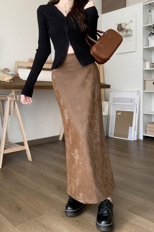 ANSUABEL 美拉德高级感加绒包臀皮半裙 19517 商品图3