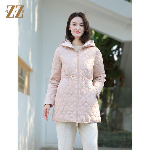佐尔美冬季新款 双面穿连帽蜂窝格松紧腰羽绒服外套女E34YY03 商品图2